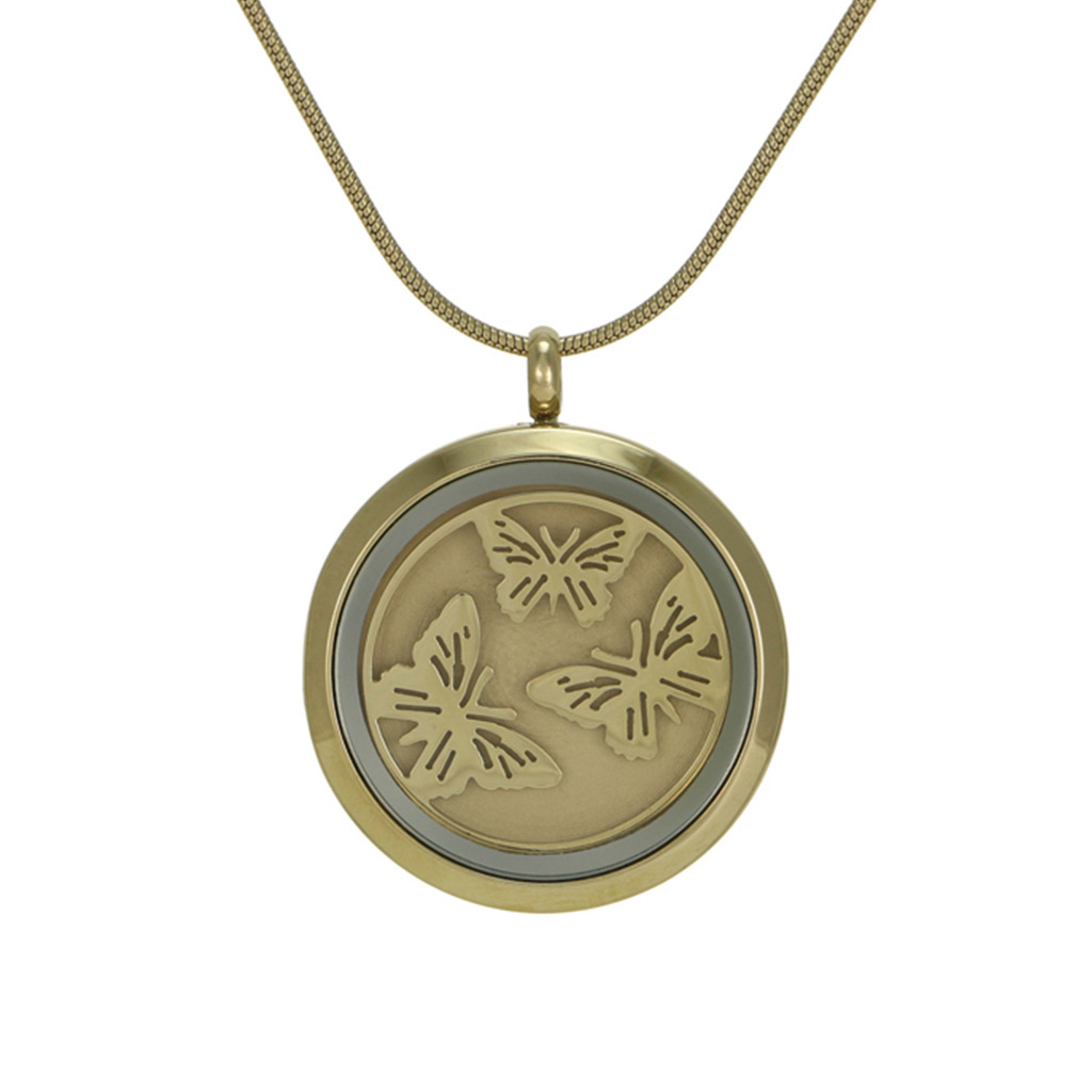 Round Pendant - Bronze Butterflies