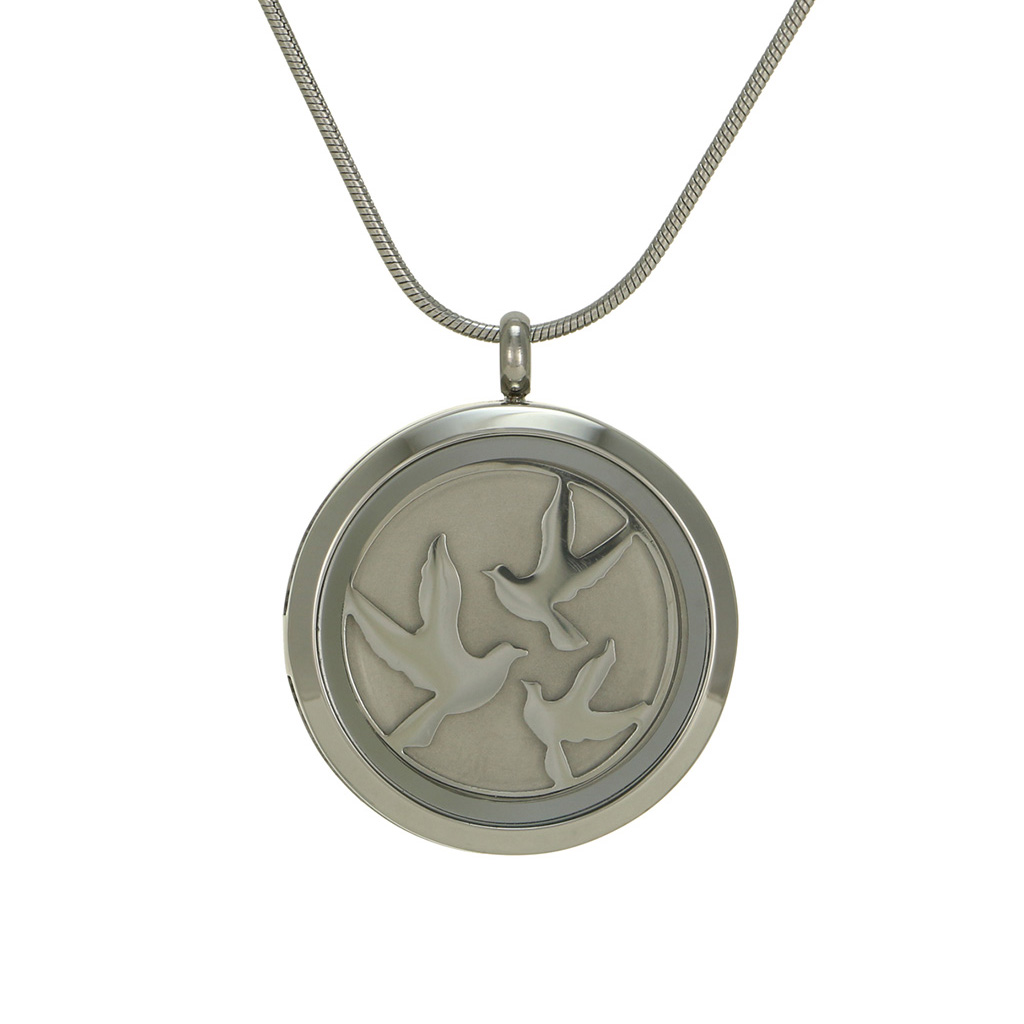 Round Pendant - Pewter Birds