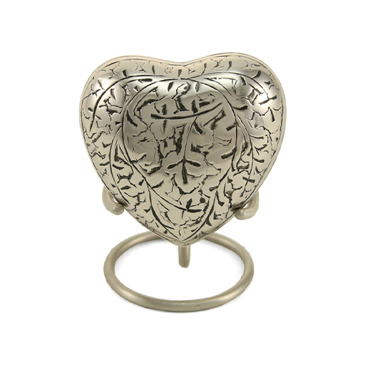 [URN-2813H] Silver Oak Heart Keepsake