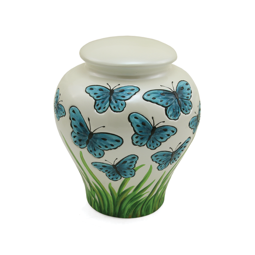 [URN-C457L] Dimensional Blue Butterflies Urn