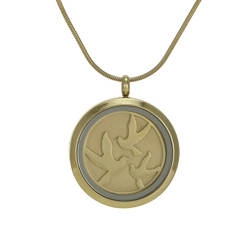 [URN-J5037] Round Pendant - Bronze Birds