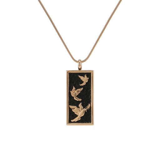 [URN-J5116] Embossed Doves Rose Necklace