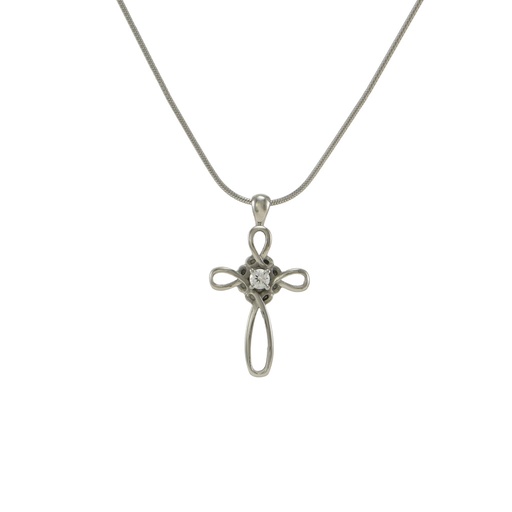 [URN-J5131] Infinity Cross Pewter Necklace