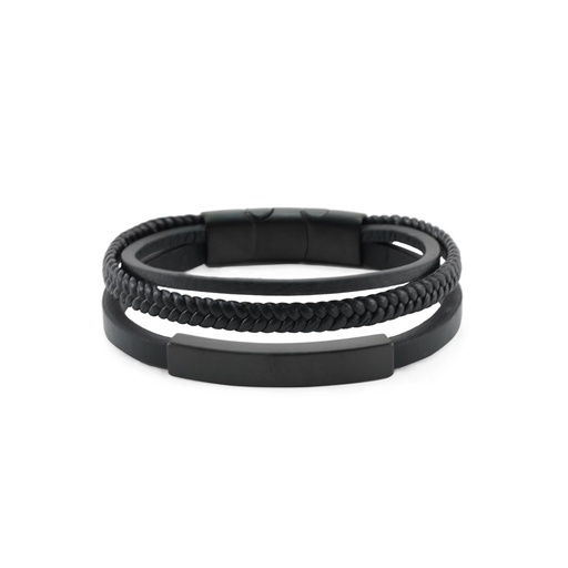 [URN-J5206] Onyx Black Triple Band Bracelet