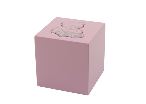 [URN-MC5501-20] Infant Cube with Teddy Bear-Pink  