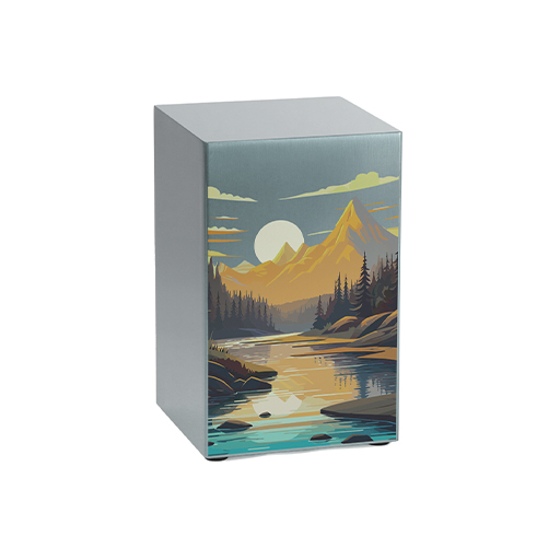 [URN-100327] Life Canvas Mountain Landscape Pewter